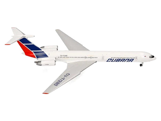 Ilyushin IL-62M Commercial Aircraft "Cubana de Aviacion" (T1280) White with Blue and Red Tail 1/200 Diecast Model Airplane by Herpa
