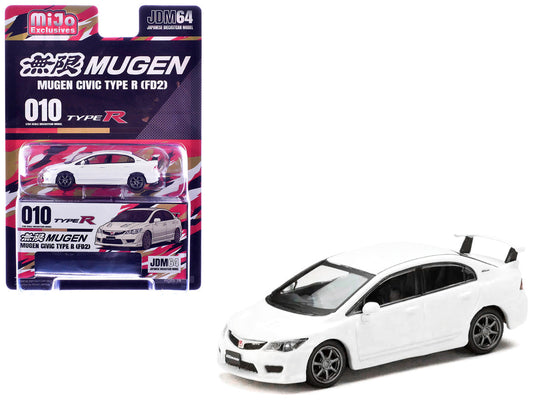 Honda Mugen Civic Type R (FD2) RHD (Right Hand Drive) Championship White "JDM64" Series 1/64 Diecast Model Car by Hobby Japan
