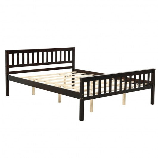 Full Size Wood Platform Bed with Headboard