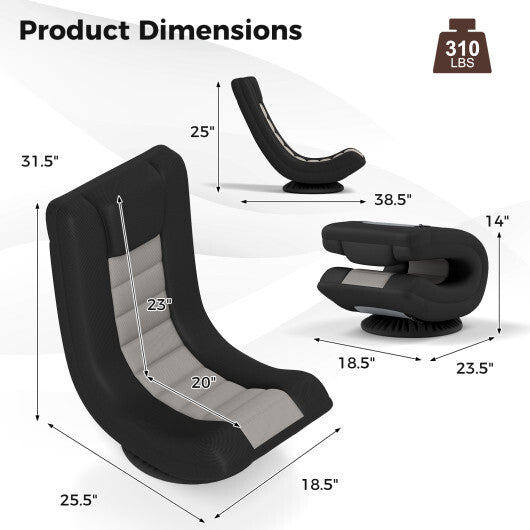 360? Swivel Gaming Chair with 4 Adjustable Position-Black and Gray