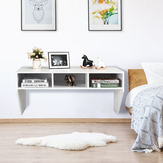 Wall Mounted Floating Computer Table Desk Storage Shelf-White - Color: White