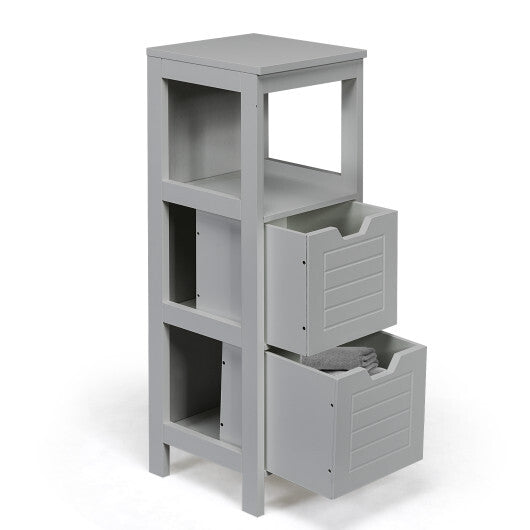 Bathroom Wooden Floor Cabinet Multifunction Storage Rack Stand Organizer-Black