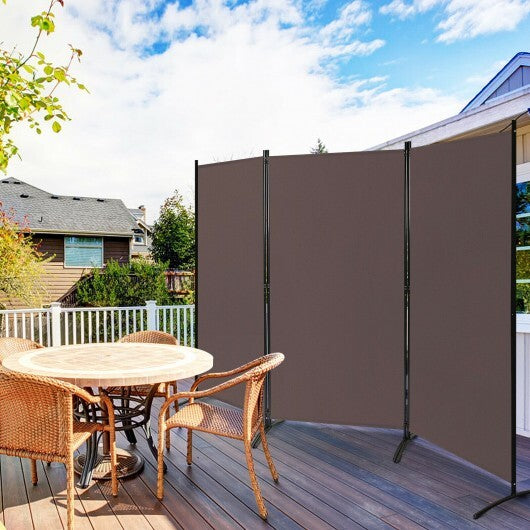 3-Panel Room Divider Folding Privacy Partition Screen for Office Room-Brown - Color: Brown