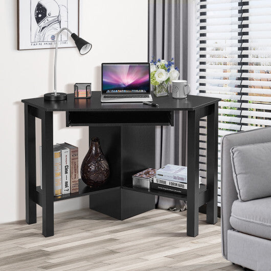 Wooden Study Computer Corner Desk with Drawer-White