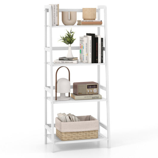 47.5 Inch 4-Tier Multifunctional Bamboo Bookcase Storage Stand Rack