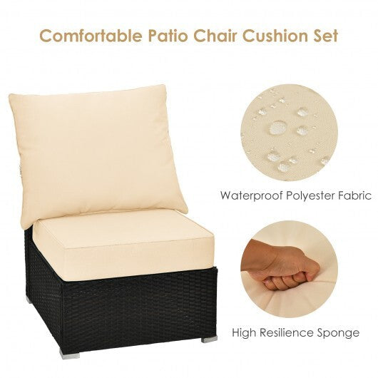 Deep Seat Chair Cushion Pads Set with Rope Belts for Indoor and Outdoor-Beige - Color: Beige