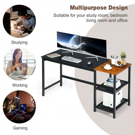 59 Inch Home Office Computer Desk with Removable Storage Shelves-Black - Color: Black