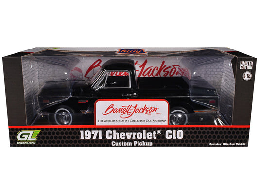1971 Chevrolet C-10 Custom Pickup Truck Black "Barrett-Jackson - Scottsdale 2024" 1/18 Diecast Model Car by Highway 61
