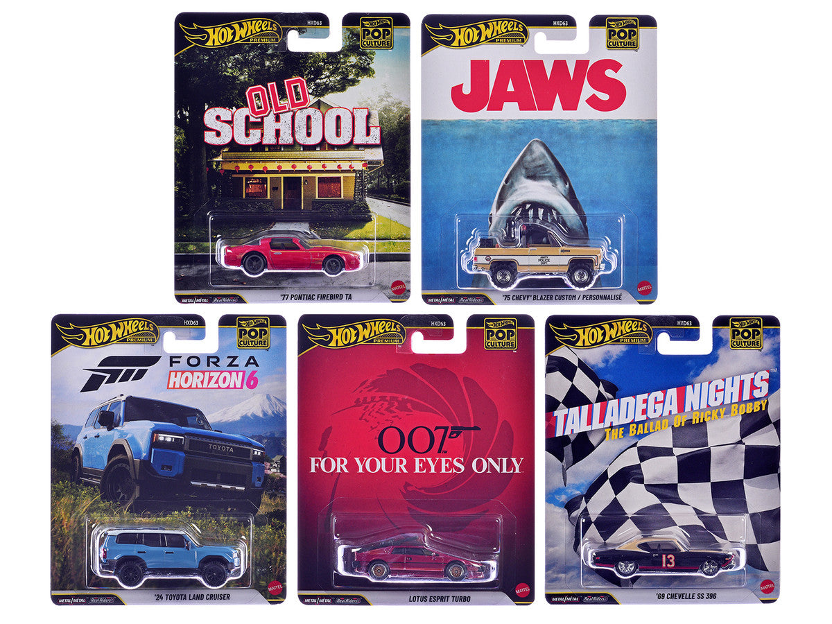"Pop Culture 2026" 5 piece Set T "Premium Series" Diecast Model Cars by Hot Wheels