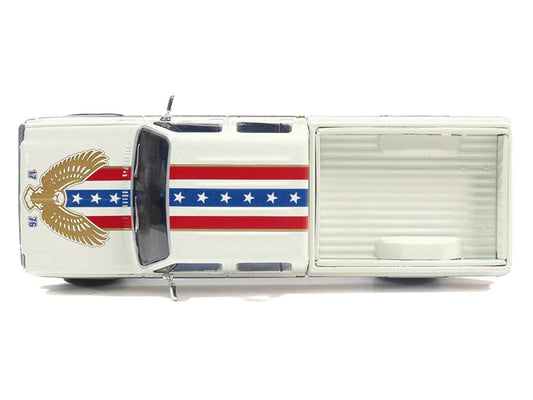 1976 Chevrolet Custom Deluxe K30 Fleetwood Pickup Truck "July 4th Exclusive" White with Graphics 1/64 Diecast Model Car by IXO Models