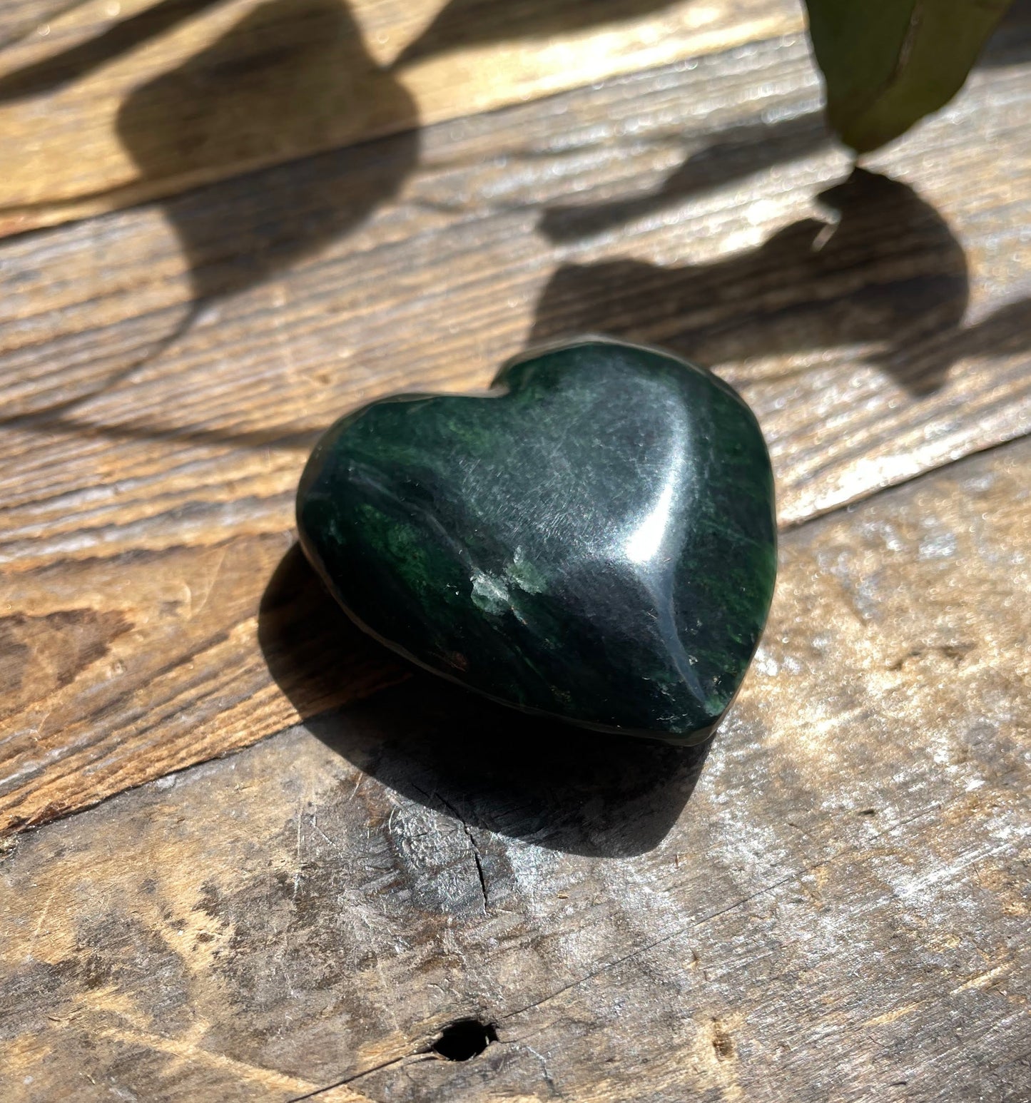 Dark Green Jade Satin Heart, 38mm (sold individually)