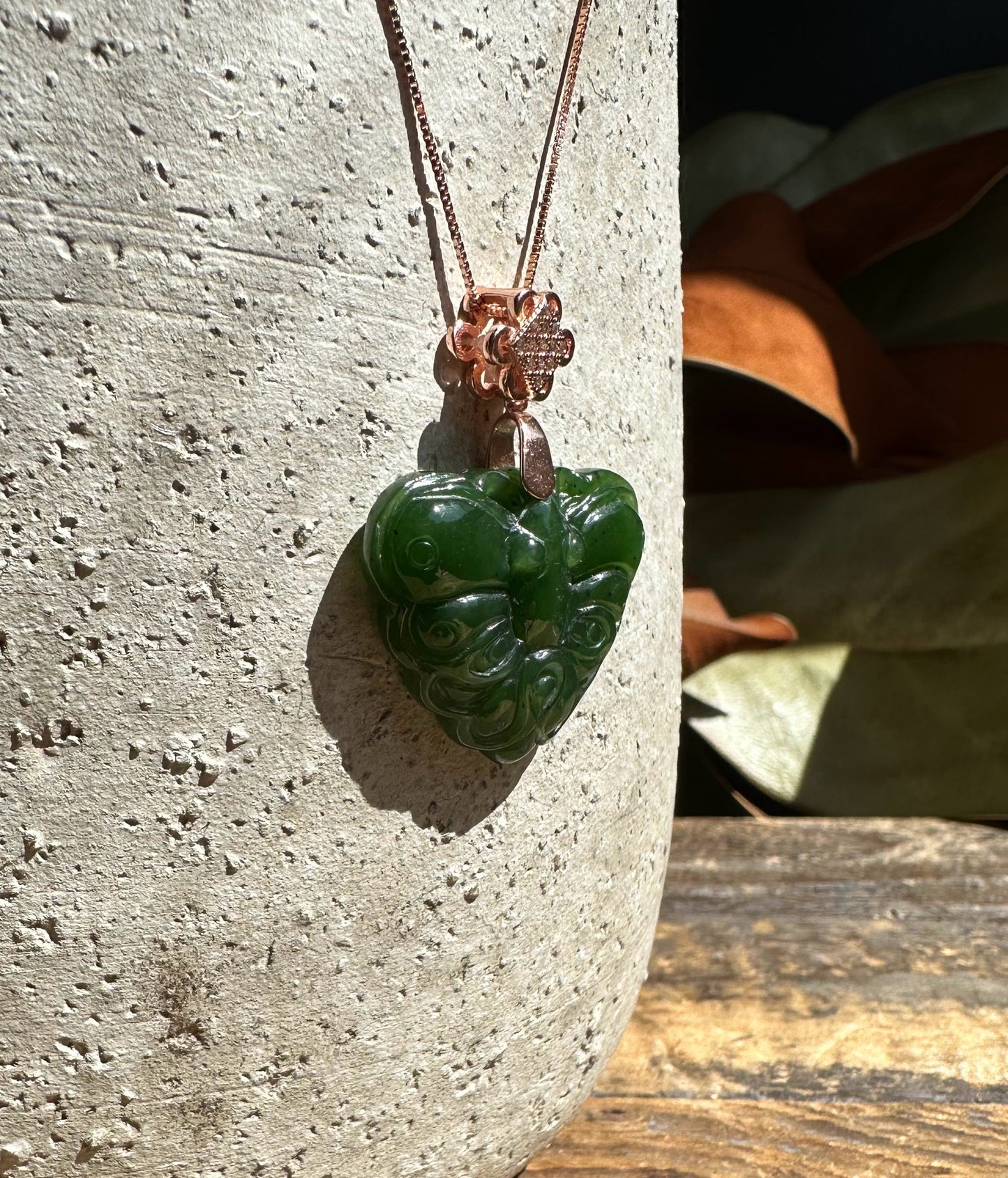 Dark Green Nephrite Jade Butterfly Pendant, 27mm