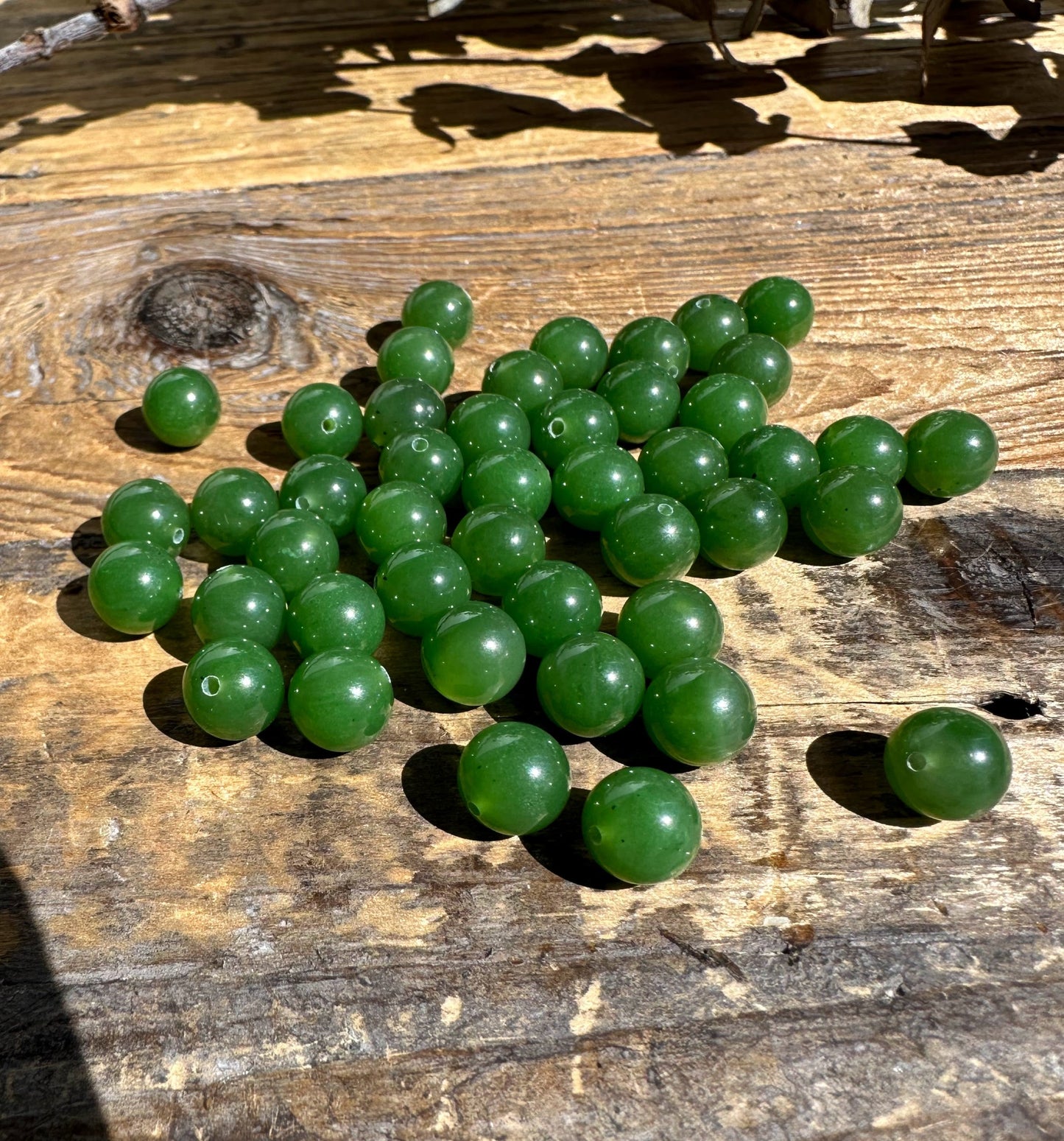 A+ Half Drilled 8mm Canadian Jade Beads