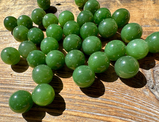 A+ Half Drilled 10mm Canadian Jade Beads