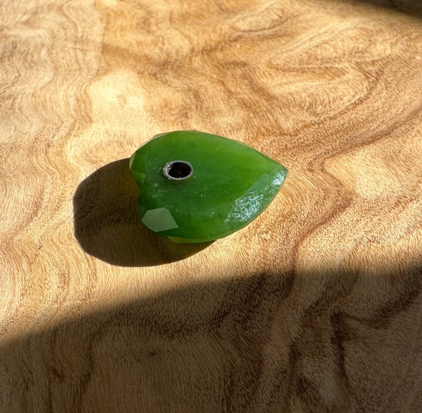 Faceted Canadian Jade Heart - 17mm