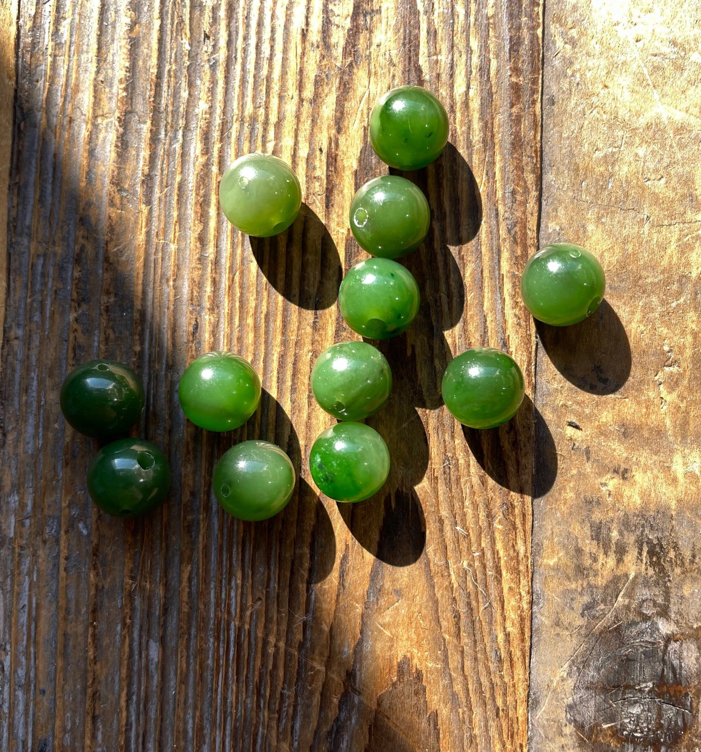 A Grade 10mm Canadian Jade Bead Guru Bead and 3 hole bead - Sold as a Set or Individually