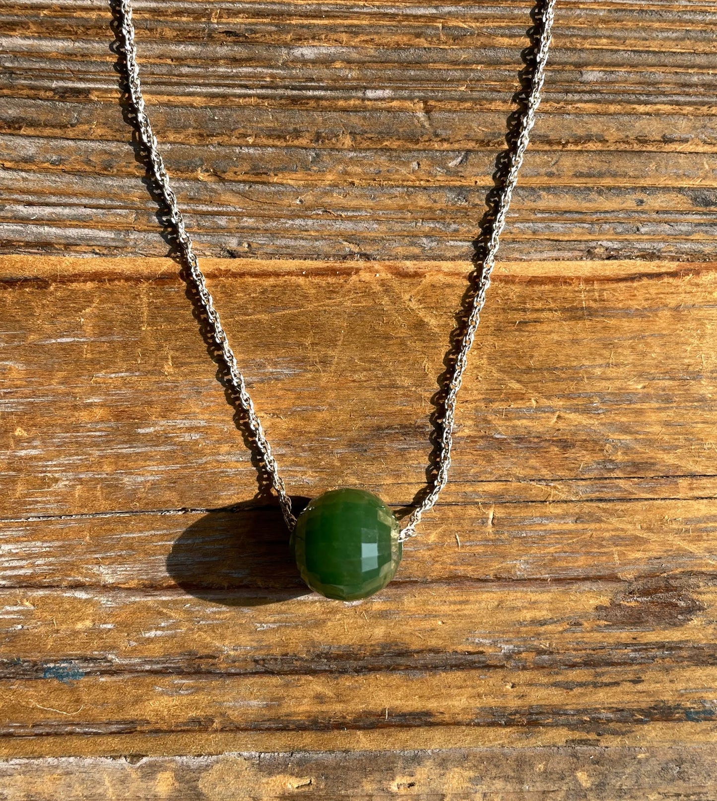 Faceted Jade Bead Pendant, 12mm