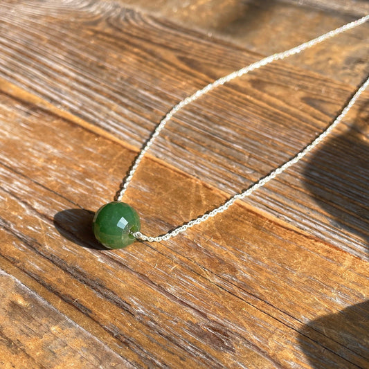 Faceted Jade Bead Pendant, 12mm