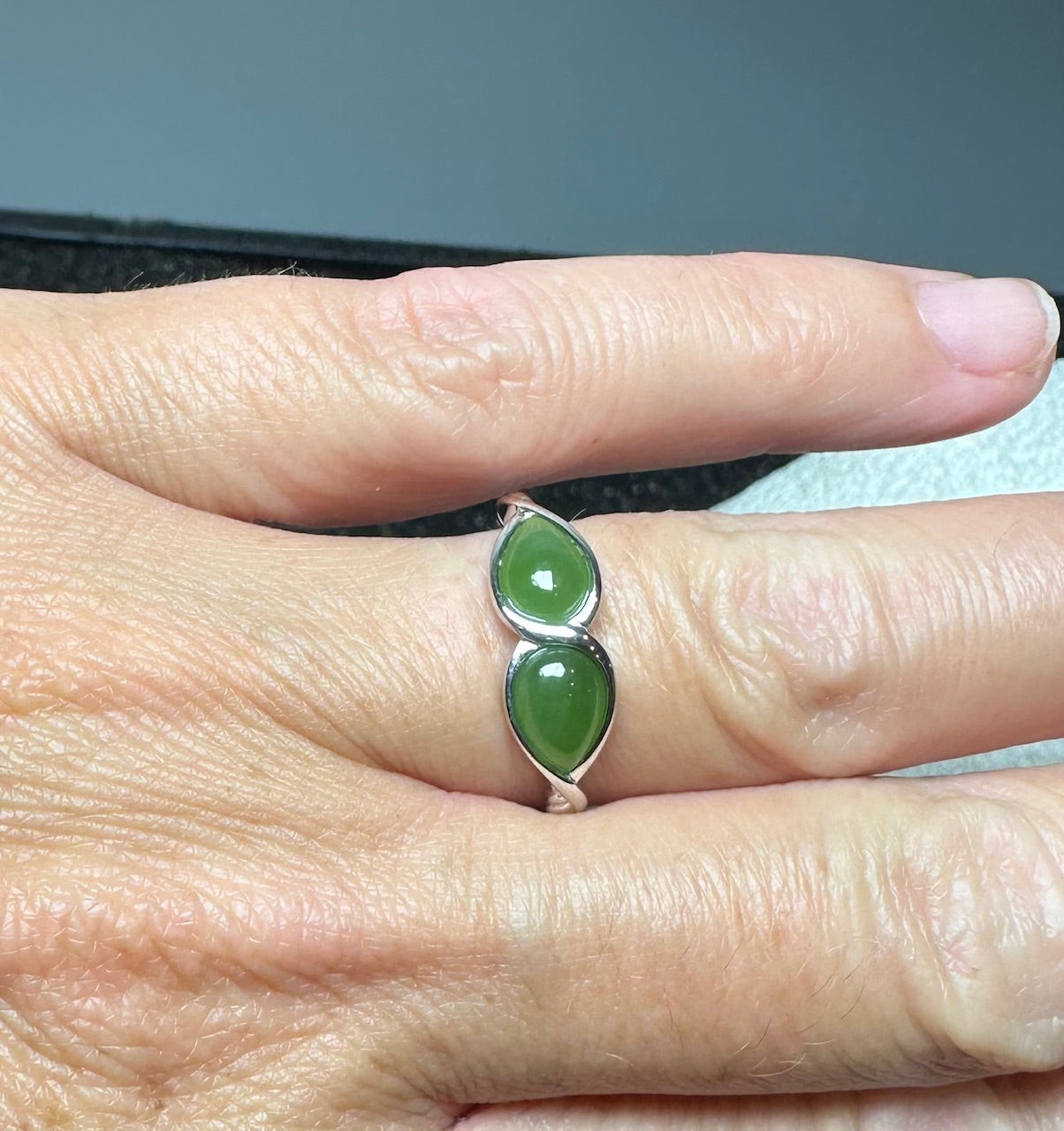 Sterling Silver Ring 2 Teardrop - SZ 7