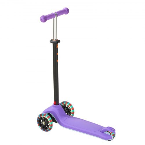 Kick Scooter for Kids Ages 3+, 3-Wheel Toddler Scooter with Light-Up Wheels, Adjustable Height Handlebar, Wide Anti-Slip Deck, Lightweight Aluminum Frame for Boys & Girls up to 165 lbs, Purple
