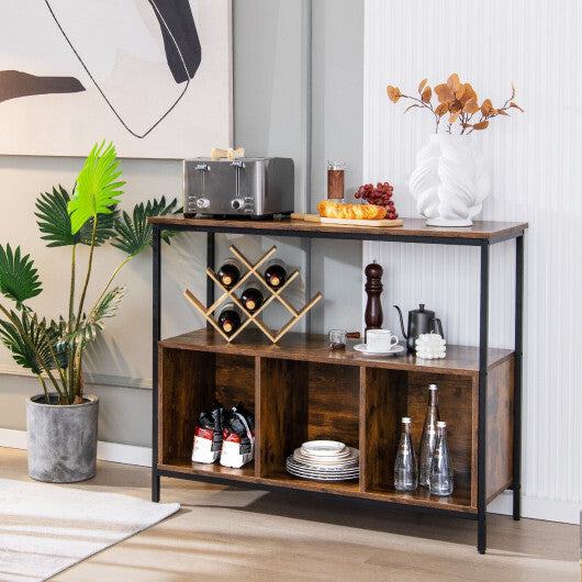 Modern Kitchen Buffet Sideboard with 3 Compartments-Rustic Brown - Color: Rustic Brown