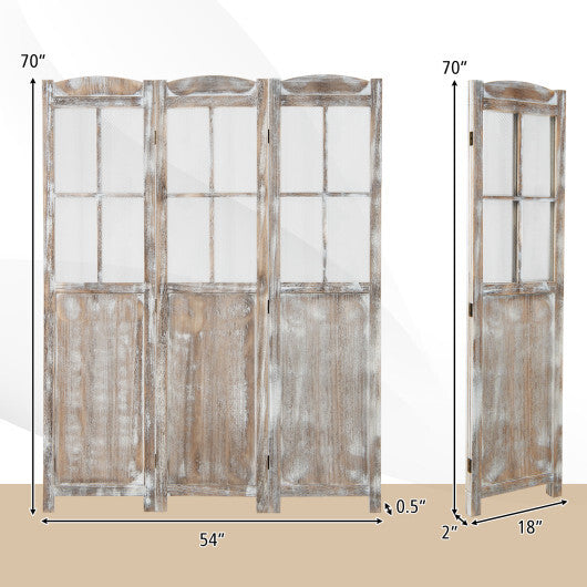 6 Feet Folding Privacy Screen-Coffee