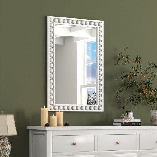 24 x 36 Inches Rustic Wall Mirror with Solid Wood Frame for Living Room Bedroom-Brown