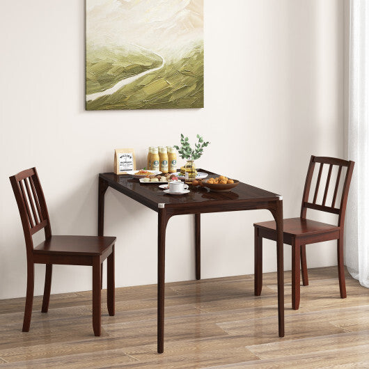 Wood Dining Chair Set of 2 with Rubber Wood Legs-White
