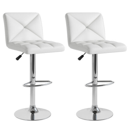 PU Leather Upholstered Bar Stools Set of 2 with Back and Adjustable Height-Brown