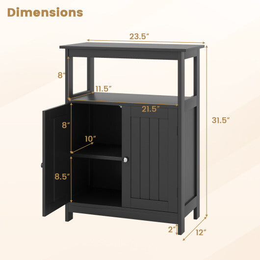 Bathroom Floor Cabinet Freestanding Storage Organizer with Open Compartment-White