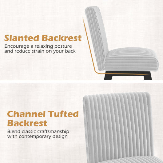 Dining Chairs Set of 2 Fabric Upholstered Kitchen Chairs with Padded Seatand Rubber Wood Legs-Gray & White