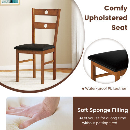 Wooden Dining Chairs Set of 2 Armless Kitchen Chairs with Hollowed Backrest-White