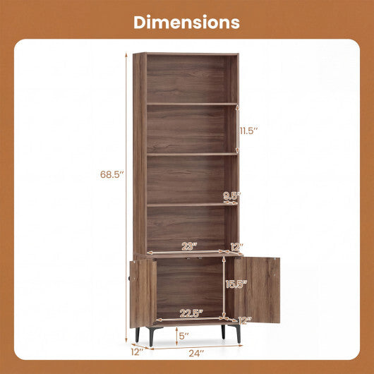 Giantex Bookshelf with Doors and 2 Anti-Tipping Kits for Home Office-White