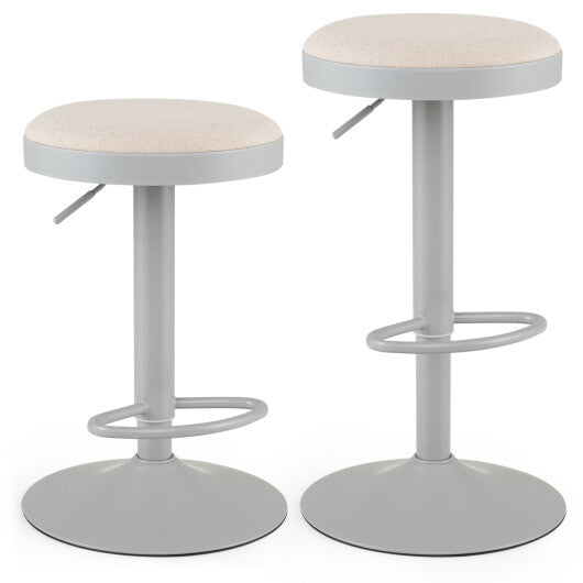Set of 2 Kitchen Bar Stools with Height Adjustment Padded Seat and D-Shaped Footrest-Black