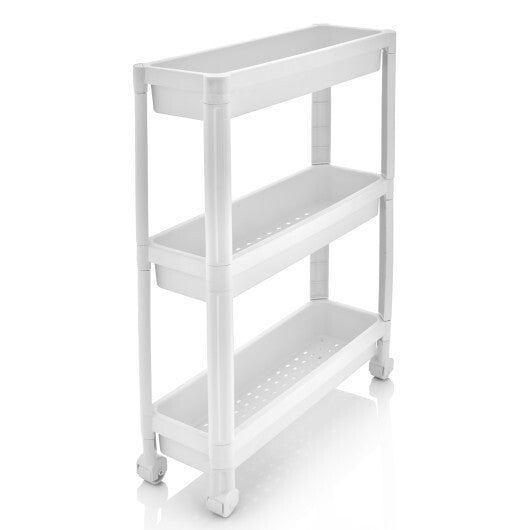 3-Tier Slim Rolling Storage Cart 2-Pack Mobile Bathroom Organizer with Wheels-Black