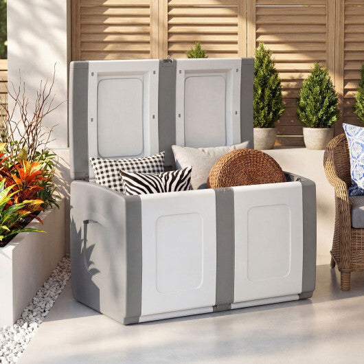 53 Gallon Patio Container with Lockable Lid for Packages and Garden-Gray