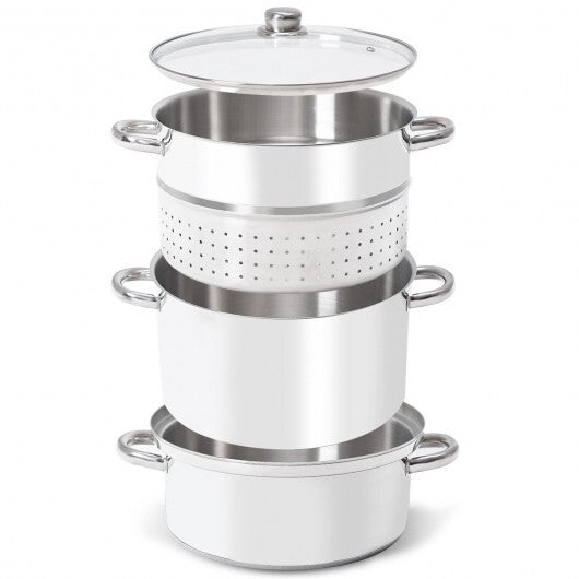 11-Quart Stainless Steel Pan Fruit Juicer Steamer - Color: Silver