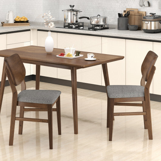 Farmhouse Upholstered Kitchen Chairs Set of 2 with Rubber Wood Frame-Gray