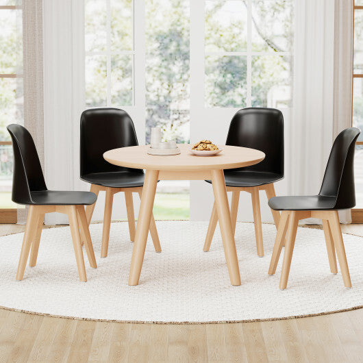 Modern Dining Chair Set of 2 with Solid Beech Wood Legs and Tilt Backrest-White