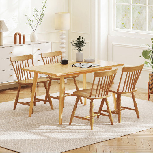 Windsor Dining Chairs Set of 2 with Curved Spindle Back-Natural