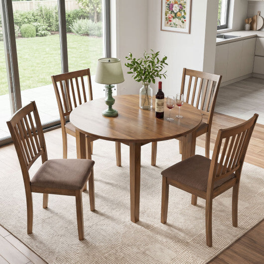 Set of 2 Wooden Dining Chairs Upholstered Kitchen Chairs with Rubber Wood Frame-Black