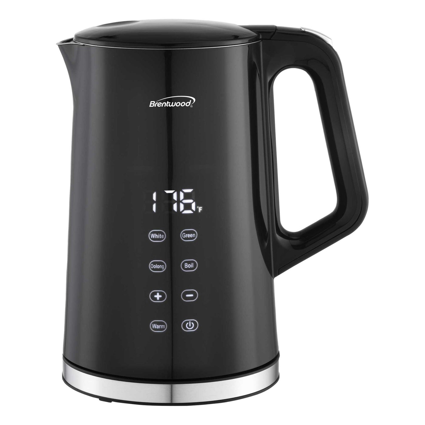 Brentwood 1.7L 1100W BPA Free 360 Cordless Cool Touch Digital Electric Kettle in Black