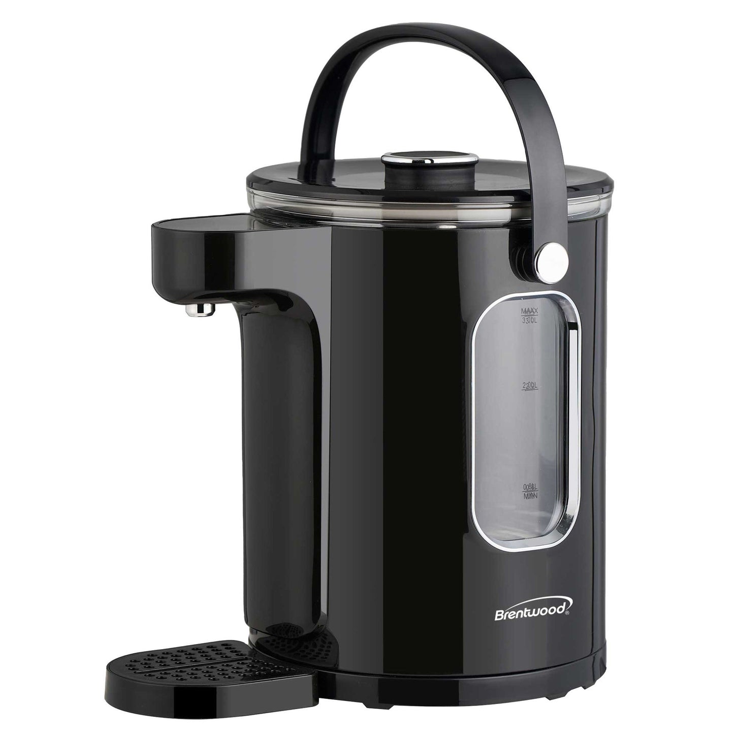 Brentwood 3 Liter 1100w Digital Glass Instant Hot Water Dispenser in Black with Tea Infuser