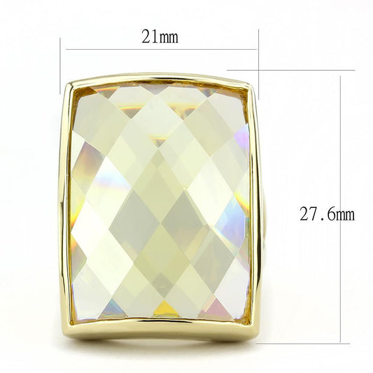 LO1251 - Gold Brass Ring with AAA Grade CZ in Topaz