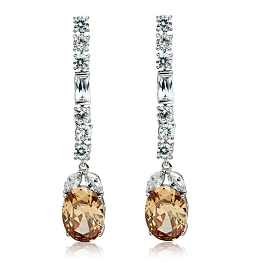 LO2326 - Rhodium Brass Jewelry Sets with AAA Grade CZ in Champagne