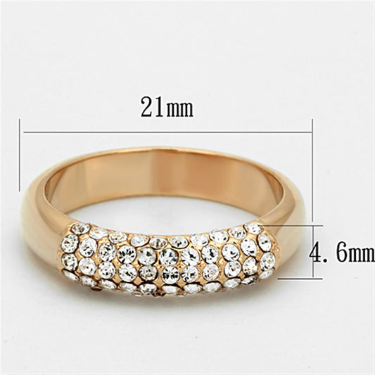 LO3069 - Rose Gold Brass Ring with Top Grade Crystal in Clear