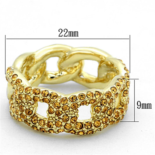LO3216 - Gold Brass Ring with Top Grade Crystal in Smoked Quartz