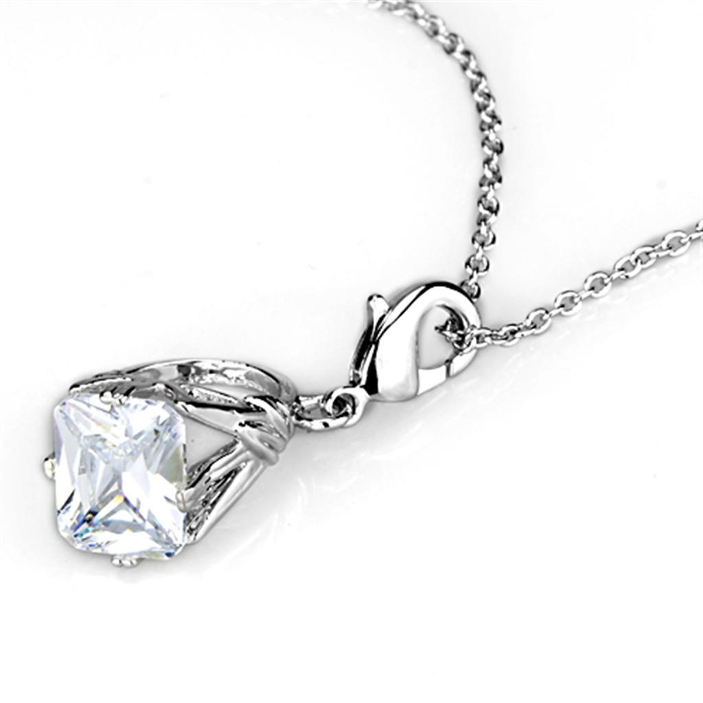 LO3491 - Rhodium Brass Pendant with AAA Grade CZ in Clear