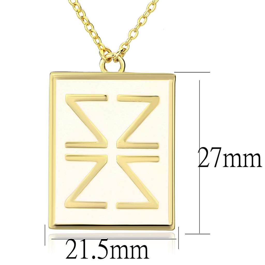 LO3684 - Gold Brass Chain Pendant with Epoxy in White