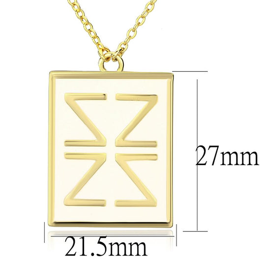 LO3684 - Gold Brass Chain Pendant with Epoxy in White